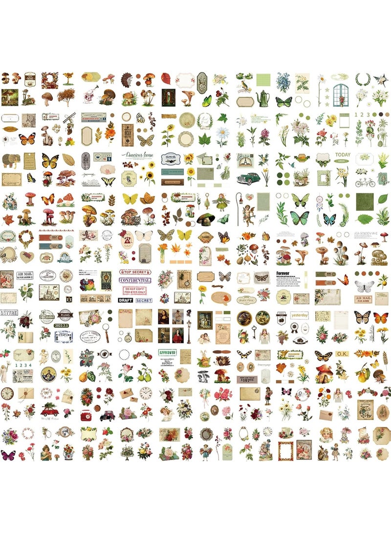 510PCS Plants Floral Scrapbook Stickers Kit Vintage Flowers Butterfly Mushroom Fall Maple Leaves Transparent Waterproof Stickers Set for Scrapbooking Supplies Aesthetic Junk JournalCraft - Image 2