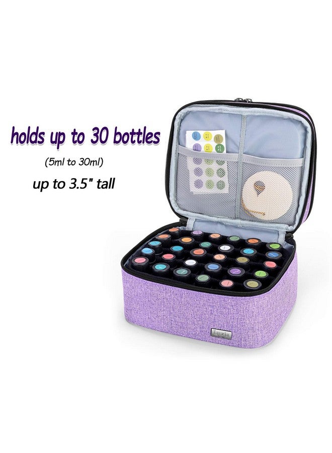 LUXJA Essential Oil Carrying Case - Holds 30 Bottles (5Ml-30Ml, Also Fits For Roller Bottles), Double-Layer Organizer For Essential Oil And Accessories, Lavender (Bag Only) - Image 3
