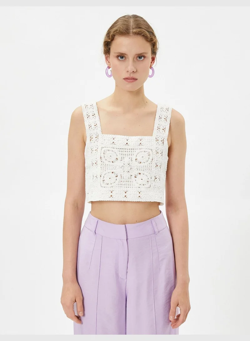 KOTON Crochet Crop Tank Top