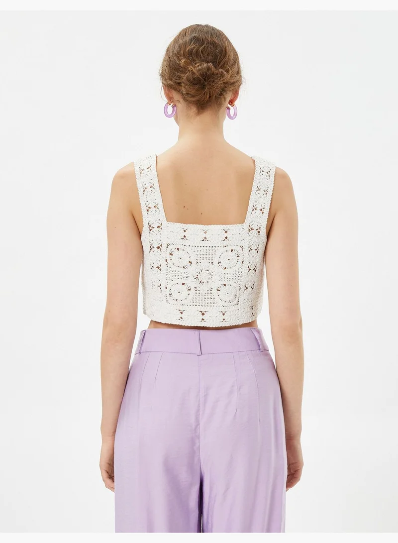 KOTON Crochet Crop Tank Top