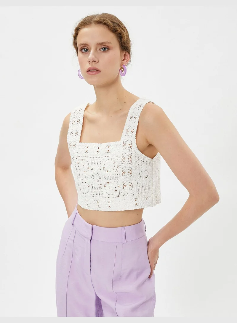 KOTON Crochet Crop Tank Top