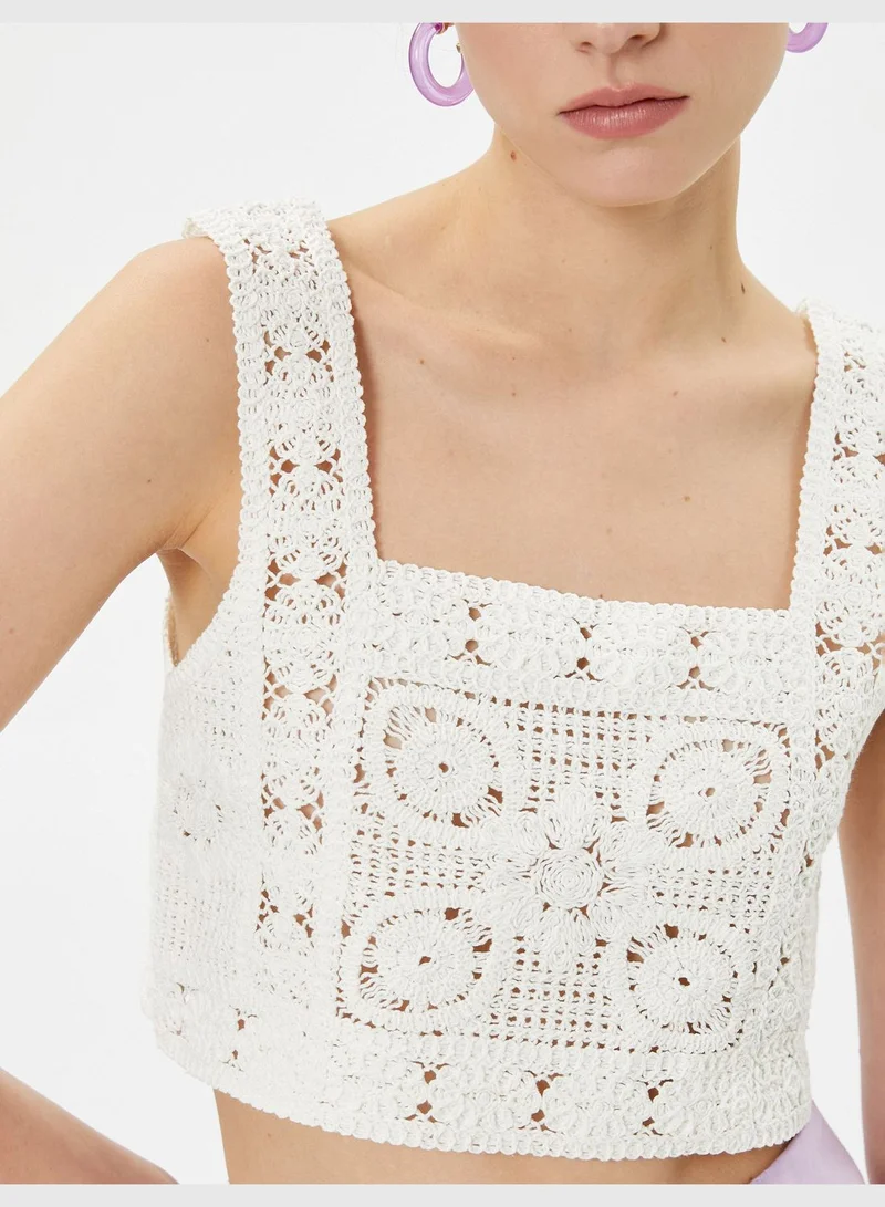 KOTON Crochet Crop Tank Top