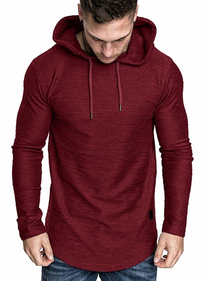 Lexiart Mens Fashion Athletic Hoodies Sport Sweatshirt Solid Color Fleece Pullover Red Large - Image 4