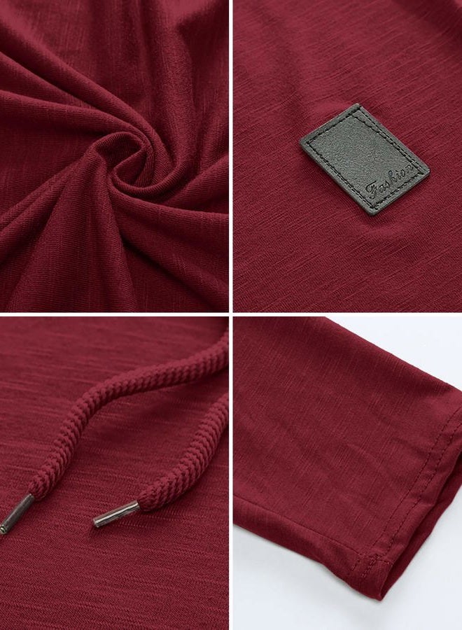Lexiart Mens Fashion Athletic Hoodies Sport Sweatshirt Solid Color Fleece Pullover Red Large - Image 5