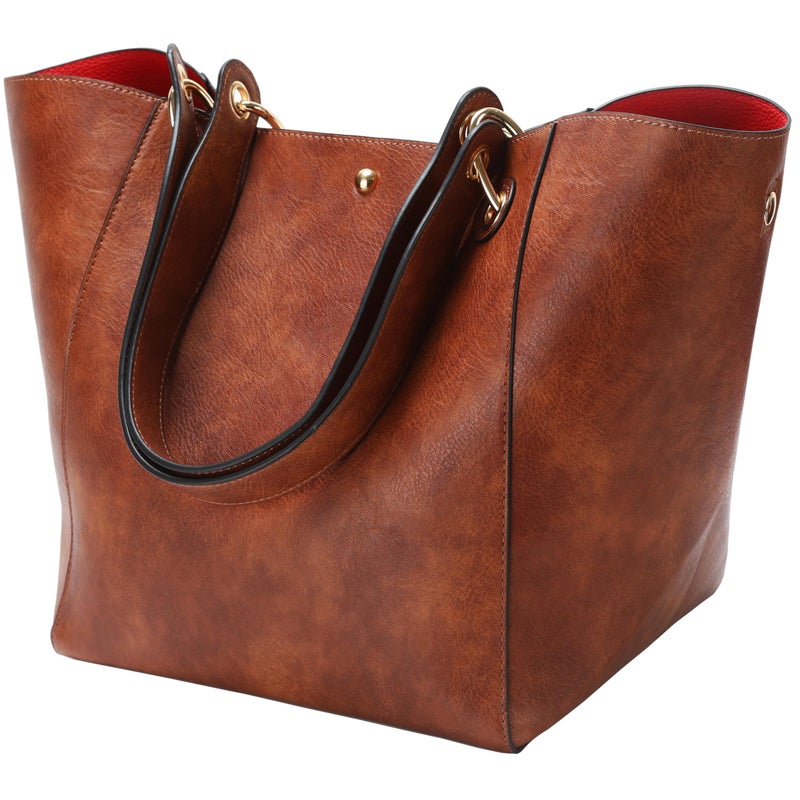sqlp Large Work Tote Bag for Women Designer Purses and Handbags Big Bucket bags Ladies Travel Crossbody Purse Brown Dark - Image 1