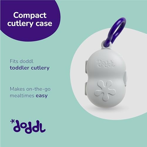 doddl Toddler Travel Utensil Case, Fits Toddler Fork, Spoon and Knife Sets, Clips to Bags & Strollers, Travel Essentials, Dishwasher Safe (Case Only) - Image 3