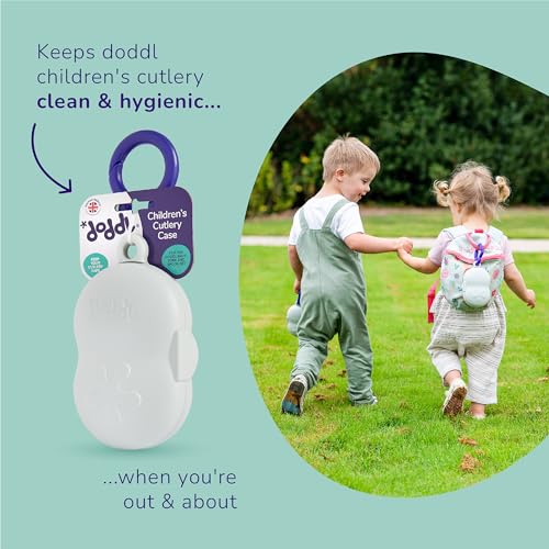 doddl Toddler Travel Utensil Case, Fits Toddler Fork, Spoon and Knife Sets, Clips to Bags & Strollers, Travel Essentials, Dishwasher Safe (Case Only) - Image 4