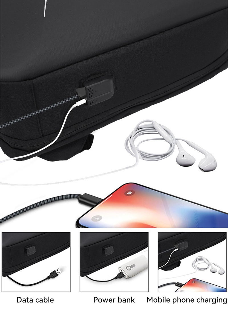 Moovant 17 Inch Hard Shell Laptop Backpack, Anti-Theft Waterproof Business Travel Computer Laptop Bag, with USB Port, Headphone Hole, Password Lock, Reflective Strip, Black  - Image 2