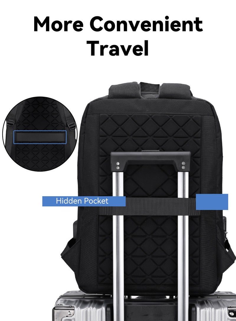 Moovant 17 Inch Hard Shell Laptop Backpack, Anti-Theft Waterproof Business Travel Computer Laptop Bag, with USB Port, Headphone Hole, Password Lock, Reflective Strip, Black  - Image 4