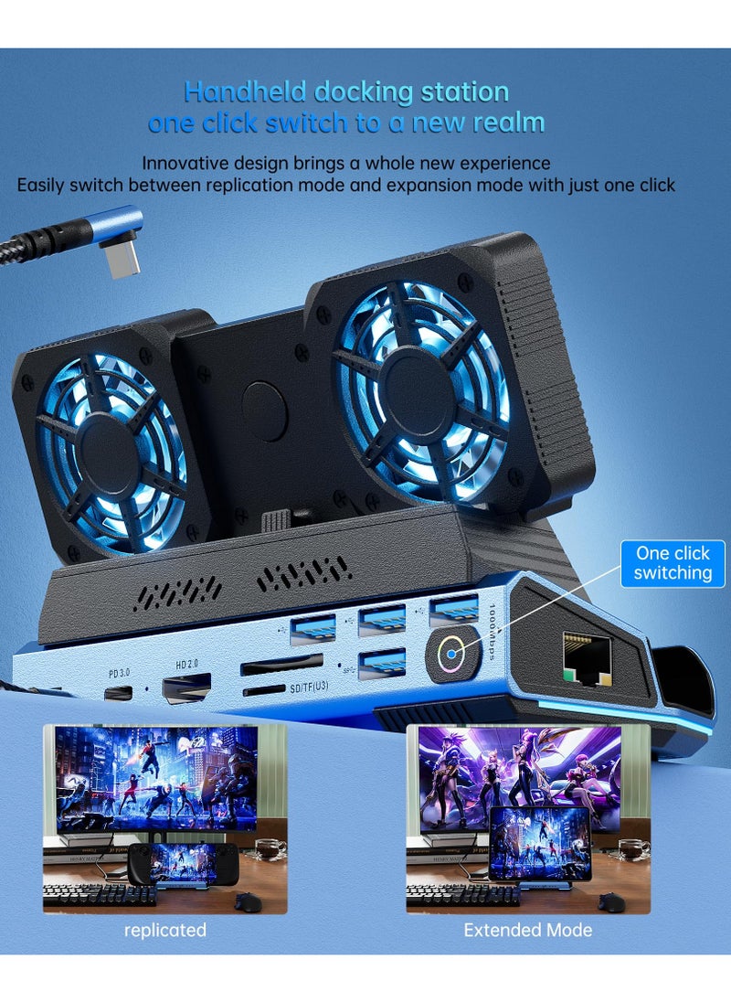 LumsAura Legion Go/ROG Ally/Steam Deck Dock - 10-in-1 Docking Station Dismantling Dual Cool Fans Steam, M.2 NVMe Enclosure,4K@60Hz,4 USB Ports,100W PD Charging, Gigabit Ethernet Fit for Steam Deck  - Image 3