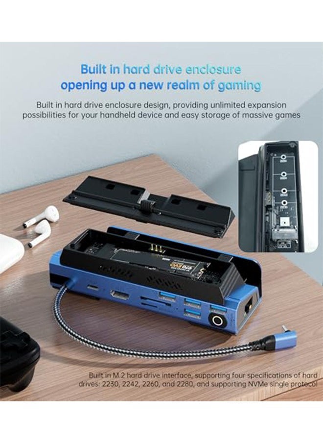 LumsAura Legion Go/ROG Ally/Steam Deck Dock - 10-in-1 Docking Station Dismantling Dual Cool Fans Steam, M.2 NVMe Enclosure,4K@60Hz,4 USB Ports,100W PD Charging, Gigabit Ethernet Fit for Steam Deck  - Image 4