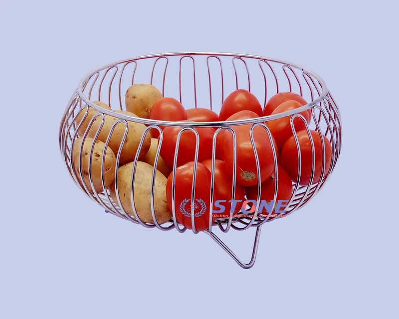 STONE STONE Heavy Duty Stainless Steel Fruit and Vegetable Basket/Table Top Fruit Rack/Vegetable Stand(Chrome Finish) - Image 2
