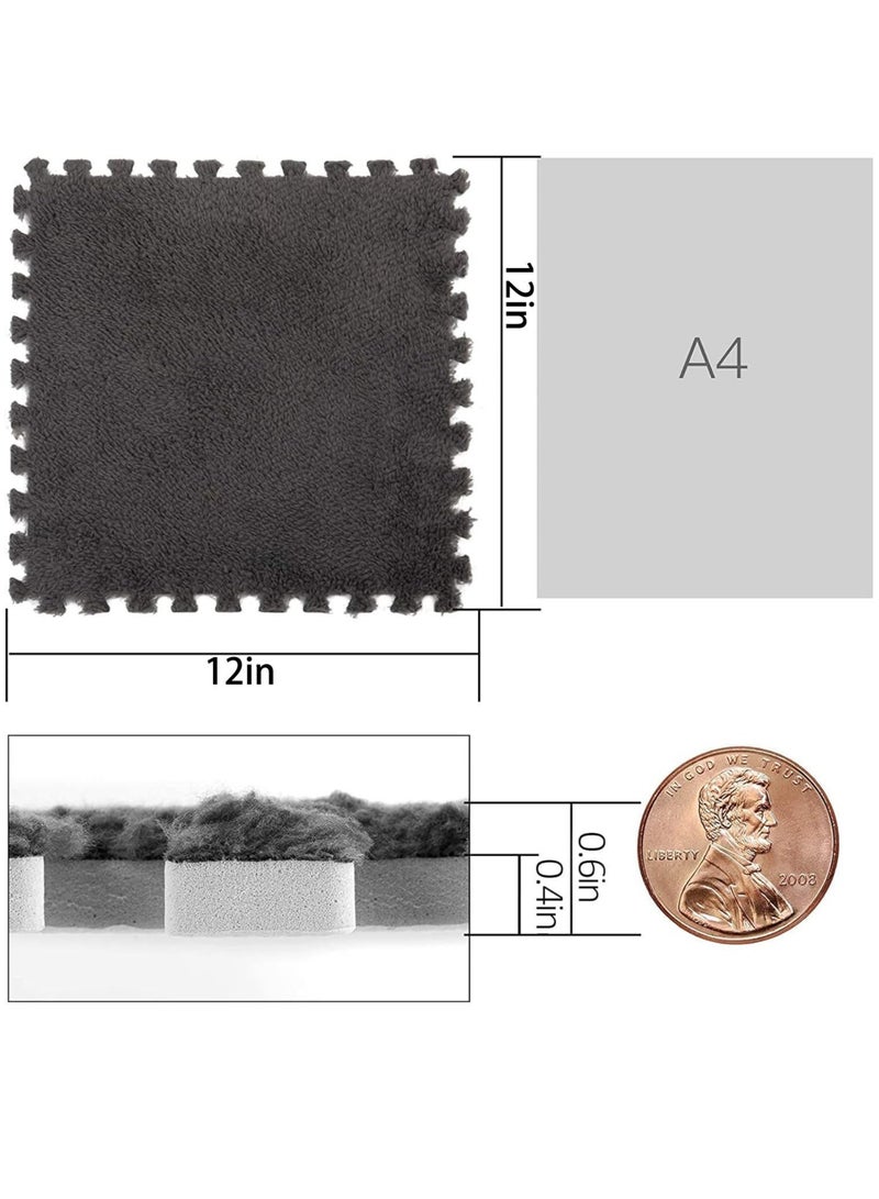 12 قطعة من بساط الأرضية المصنوع من الإسفنج المحشو للأطفال الرضع، بساط اللعب السميك المتشابك مع حشوة للأطفال الصغار، بلاط رقيق ناعم مربع لتزيين غرفة اللعب في المنزل 12 بوصة × 12 بوصة (رمادي) - Image 5