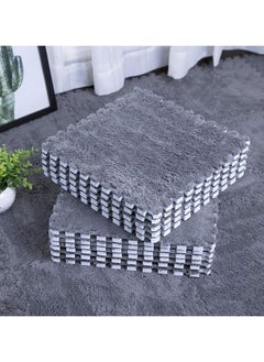 VUCATIN 12PCS Plush Foam Floor Mat for Baby Kids Thickened Interlocking Play Mat Carpet Tiles with Padding for Toddler Baby Square Soft Fluffy Tiles for Home Playroom Decoration 12" x 12" (Grey)  - Image 1