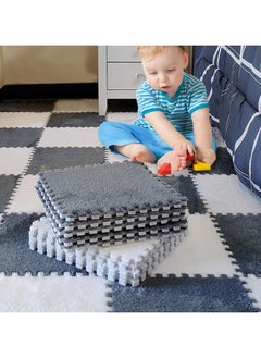VUCATIN 12PCS Plush Foam Floor Mat for Baby Kids Thickened Interlocking Play Mat Carpet Tiles with Padding for Toddler Baby Square Soft Fluffy Tiles for Home Playroom Decoration 12" x 12" (Grey)  - Image 4