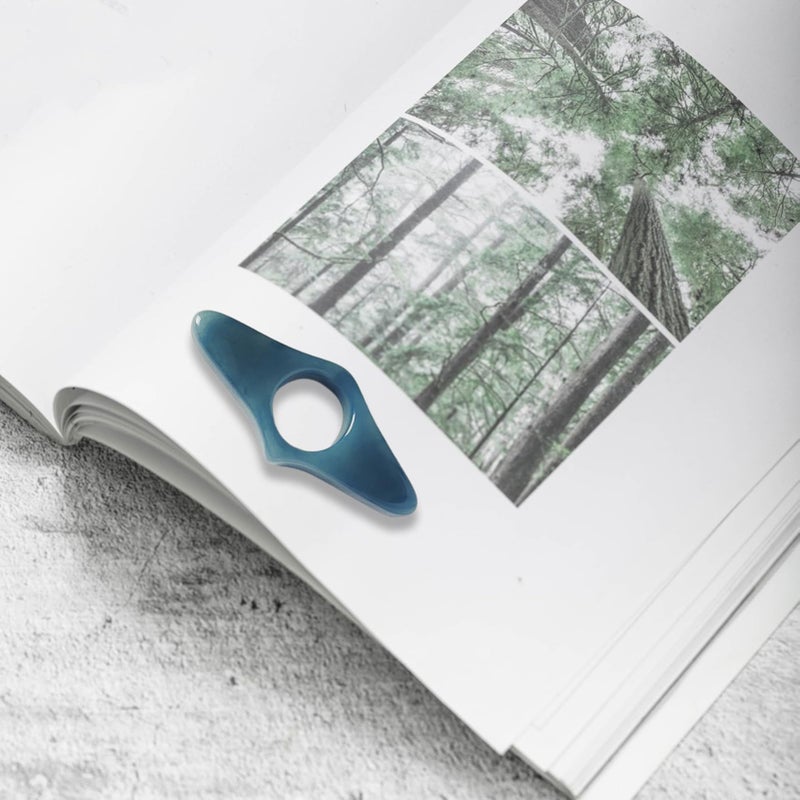 Blue Resin Thumb Ring Book Page Holder Handmade Reading Accessory for Book Lovers - Image 4