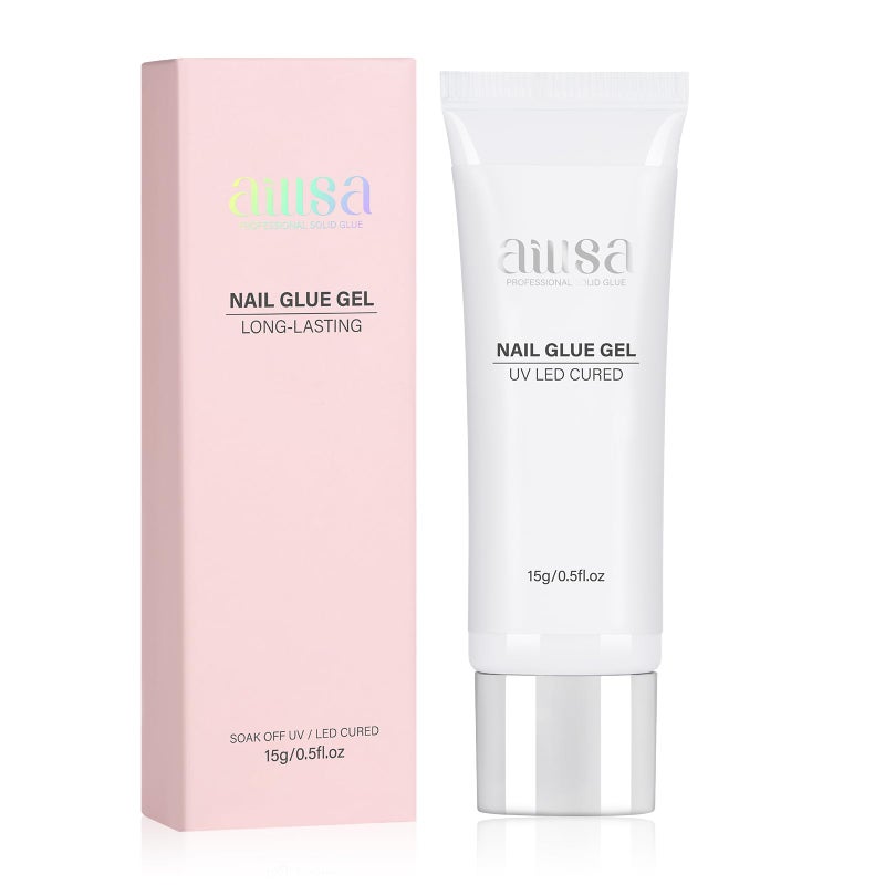 AILLSA Solid Gel Nail Glue for Nail Tips Strong Nail Glue for Press Ons Professional Fake Acrylic Soft Nails Glue U V Lamp Curing Needed - Long Lasting 15g / 0.5fl.oz - Image 1