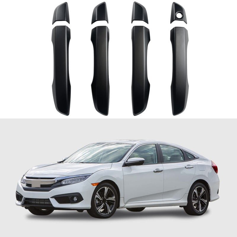 BENXUTO Door Handle Cover Trim Compatible With 10th Gen Honda Civic Sedan Hatchback Coupe Type R 2016 2017 2018 2019 2020 2021 Exterior Door Handles without smart Entry keyhole Matte Black Car Decoration - Image 3