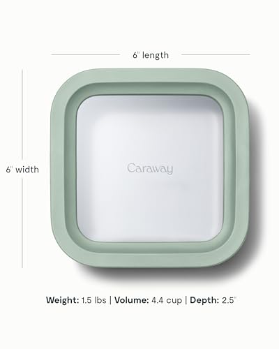 Caraway Glass Food Storage - 4.4 Cup Glass Container - Ceramic Coated - Easy to Store, Non Toxic, Non Stick Lunch Box Container with Lids - Dishwasher, Oven, & Microwave Safe - Mist - Image 3