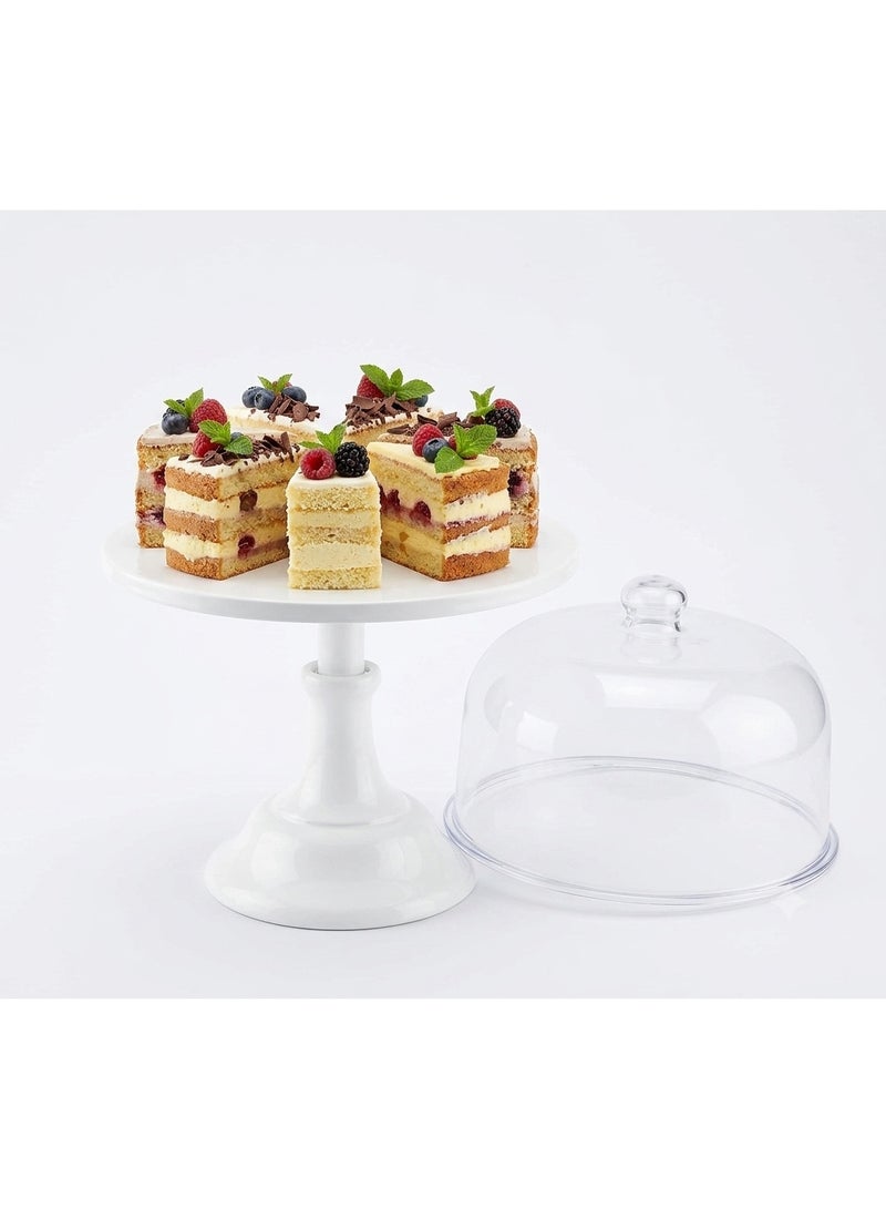 PPS TRADING Cake Stand Dessert Holder Cupcake Pedestal Pastry Display Plate Cake Display Accessory for Wedding Birthday Party Celebration Baby Shower Anniversaries Supplies-White30 CM - Image 1