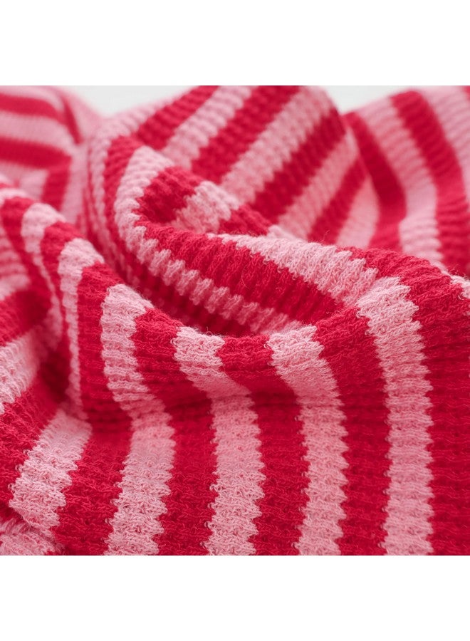 Fitwarm Pink And Red Striped Dog Pajamas, Waffle Dog Clothes For Small Dogs Girl Boy, Puppy Onesie With Feet, Pet Cat Outfit, Large - Image 5