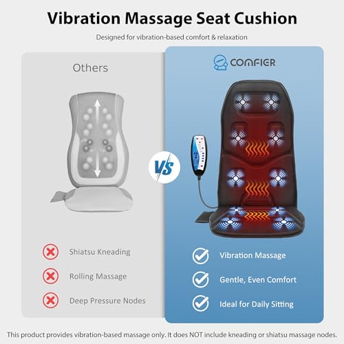 COMFIER Vibration Back Massager Seat Cushion with Heat10 Motors Massage Chair PadChair Massager for Pain Relief at OfficeHomeValentines Day Gifts for Her Him - Image 5