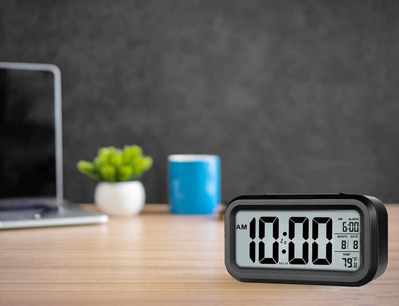 Roktry Digital Alarm Clock Battery Operated Alarm Clock with Smart Night Light Snooze Date 1224H Indoor Temperature 43 LCD Alarm Clock for Bedrooms Home Travel Black - Image 5