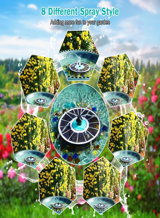 GAIZERL Solar Fountain Cyan Flower, Upgrade 3.5W Solar Bird Bath Fountains, Solar Powered Water Fountain with 7 Nozzles, 4 Fixed Pipes for Hummingbirds, Bird Bath, Garden, Pool, and Pond - Image 2