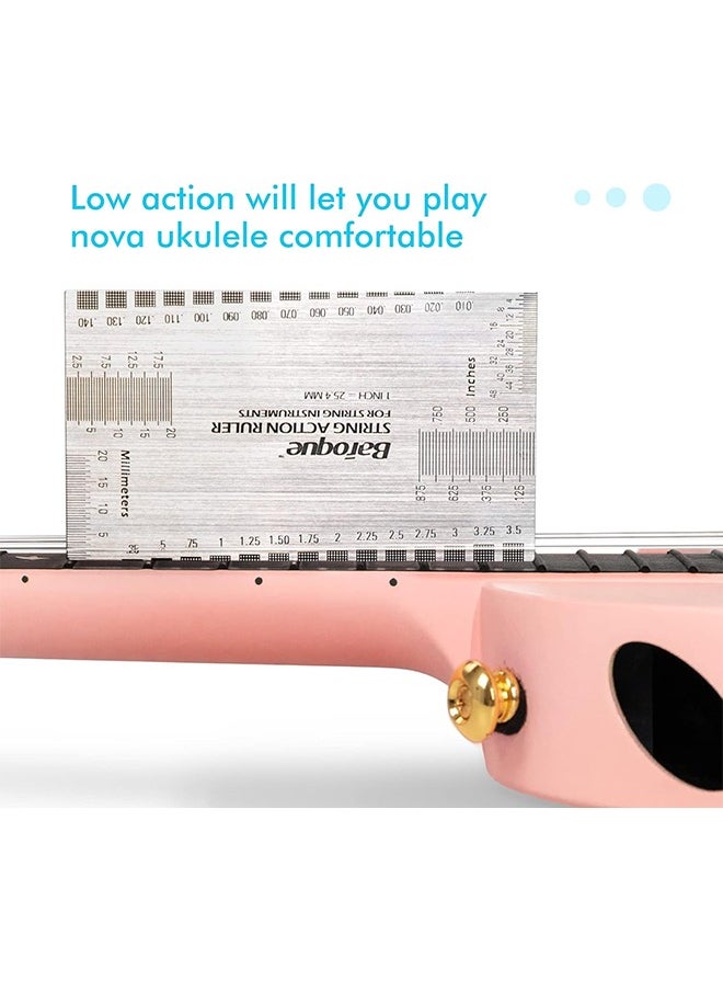 Enya Concert Ukulele Nova U 23’’ Carbon Fiber Travel Ukulele with Beginner Kit includes online lessons, case, strap, capo and strings (Pink)