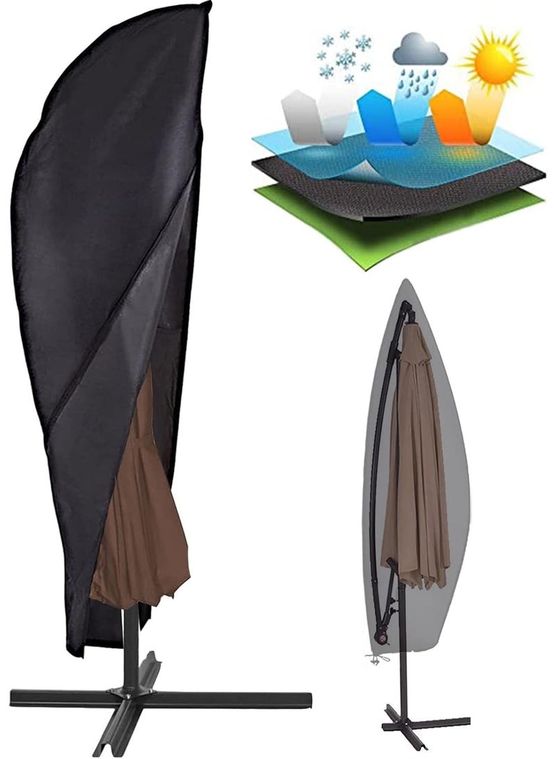 إيونتو غطاء مظلة فناء مقاوم للماء مصنوع من قماش أكسفورد 420D - غطاء مظلة خارجي شديد التحمل مزود بسحاب كامل ورباط، يناسب مظلات الحديقة أو السوق، مع حقيبة تخزين - Image 1