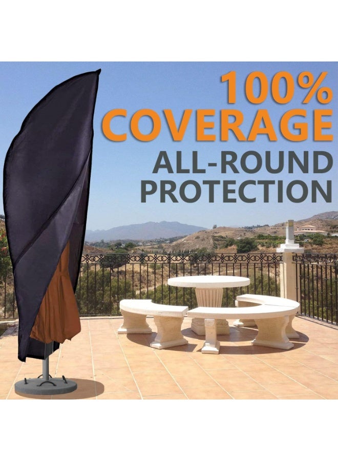 إيونتو غطاء مظلة فناء مقاوم للماء مصنوع من قماش أكسفورد 420D - غطاء مظلة خارجي شديد التحمل مزود بسحاب كامل ورباط، يناسب مظلات الحديقة أو السوق، مع حقيبة تخزين - Image 3