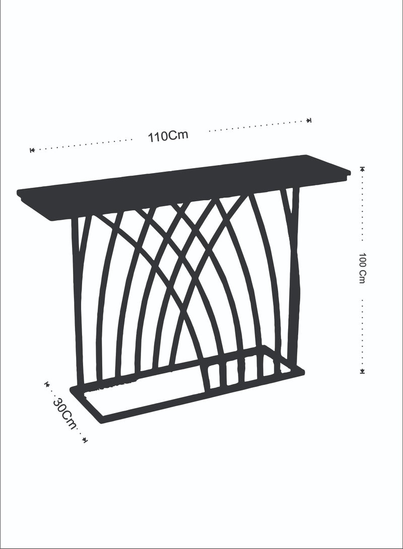 fan baytk Modern pyramid arch entrance table, ideal dimensions: 110 cm length, 100 cm height, 30 cm width, a design that combines elegance and modernity, with a luxurious touch for every space. Made of metal and marble-like wood to ensure a combination of strength, daily durability, beauty and attractive appearance, easy-to-clean wooden surface, ideal for use in the home or office. - Image 4