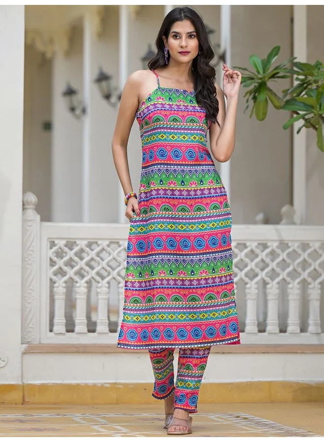 AKS AKS Women Printed Regular Kurta with Trousers