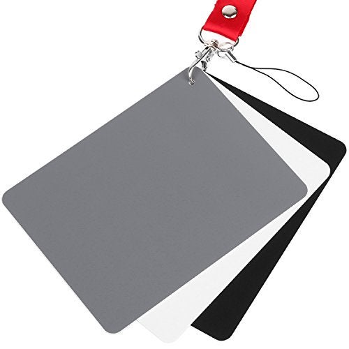ChromLives White Balance Grey Card 5''x4'' for Video DSLR and Film Premium 18% Exposure Photography Card Set,Black White and 18% Grey - Image 1