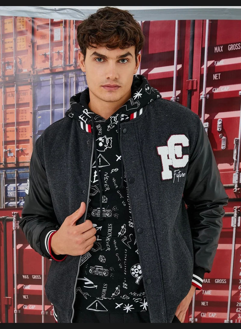 KOTON College Printed Jacket Bomber Neck