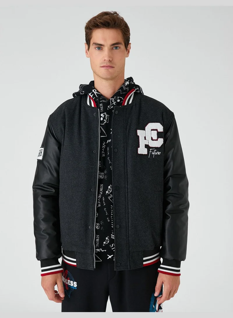 KOTON College Printed Jacket Bomber Neck