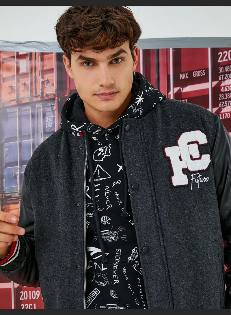 KOTON College Printed Jacket Bomber Neck