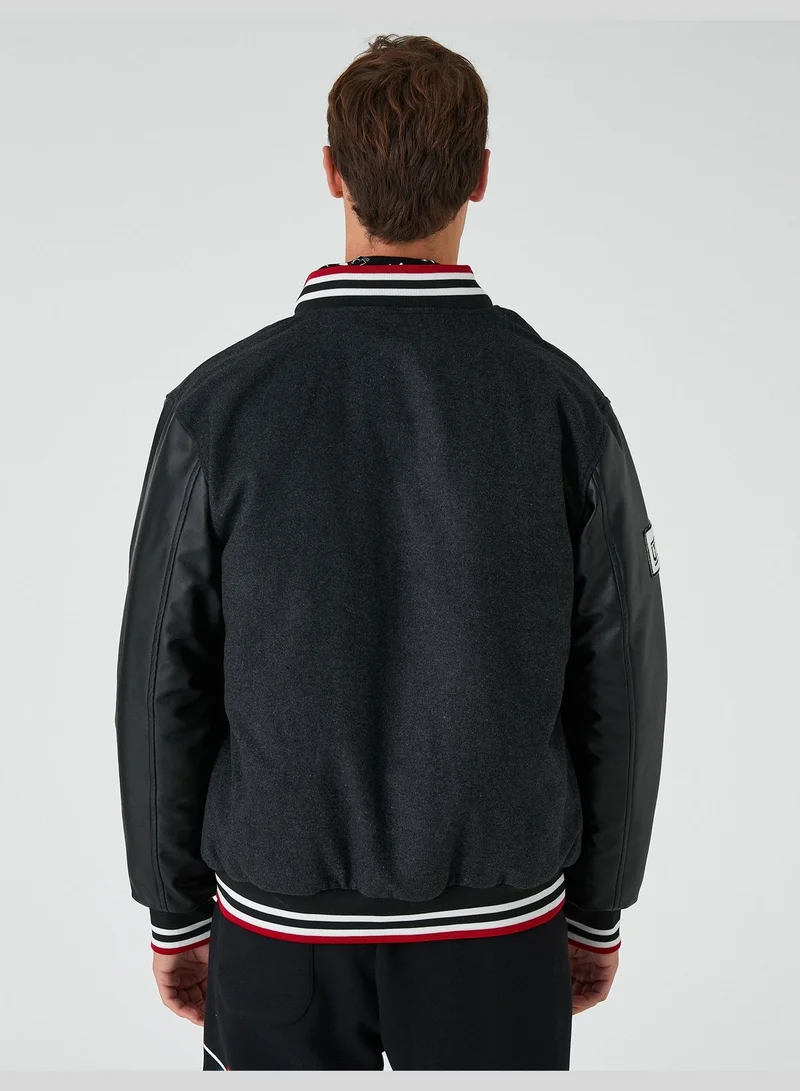 KOTON College Printed Jacket Bomber Neck