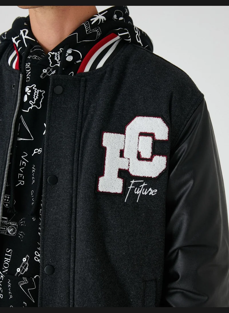 KOTON College Printed Jacket Bomber Neck