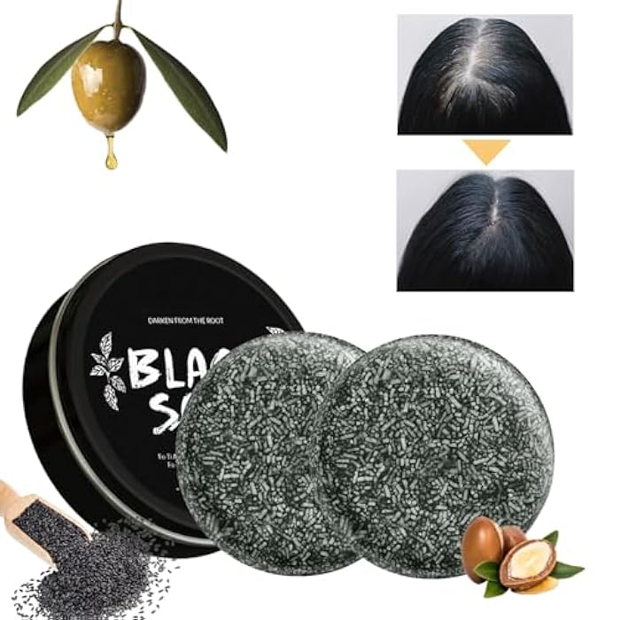 EOIRULA 2PCS Gray Hair Reverse Shampoo Bar, Black Soap for for Hair & Beard Darkening, Deep Clean The Scalp for Unisex Shampoo Soap for Women and Men - Image 1