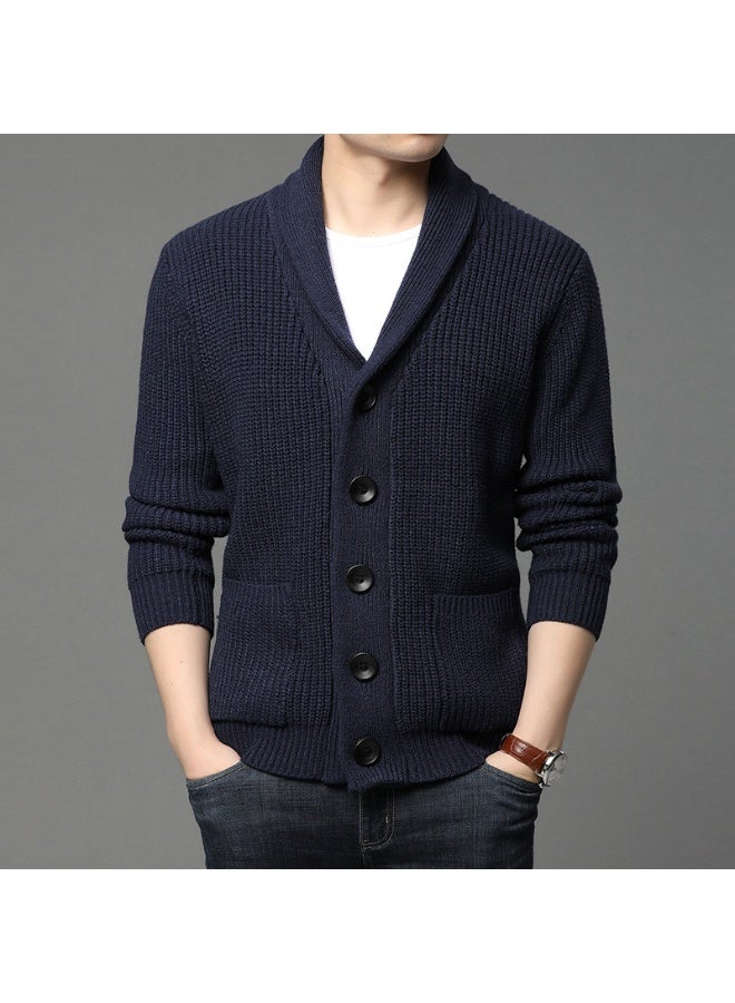 NIBEMINENT Men Button-up Sweater Autumn Winter Knitted Coat Thick Warm Casual Solid Streetwear Men‘s Fashion jacket Coat - Image 1