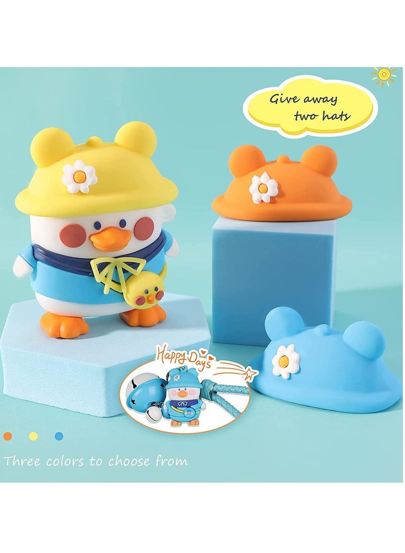 for Airpods 1/2 case Cover with Keychain, Full Protective Silicone AirPods Accessories Skin Cover, 3D Cartoon Case, 3 Hat(Changeable Hat Duck) - Image 2