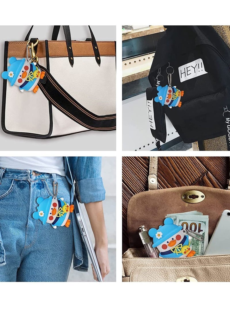 for Airpods 1/2 case Cover with Keychain, Full Protective Silicone AirPods Accessories Skin Cover, 3D Cartoon Case, 3 Hat(Changeable Hat Duck) - Image 5