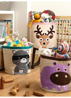 3 sprouts 3 Sprouts Large Toy Storage Basket - Durable Kids & Baby Bin With Handles for Storage, Round Hamper for Laundry in Nursery & Playroom, Raccoon  - Image 4