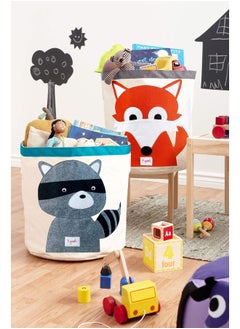 3 sprouts 3 Sprouts Large Toy Storage Basket - Durable Kids & Baby Bin With Handles for Storage, Round Hamper for Laundry in Nursery & Playroom, Raccoon  - Image 3
