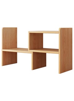Generic Natural Beech Wood Desktop Bookshelf Organizer, Expandable Desktop Organizer Office Storage Rack, Free Standing Bookcase Display Rack, Multipurpose Desk Bookshelf for Office & Home Decor.  - Image 1