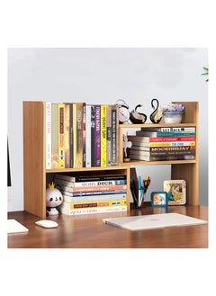 Generic Natural Beech Wood Desktop Bookshelf Organizer, Expandable Desktop Organizer Office Storage Rack, Free Standing Bookcase Display Rack, Multipurpose Desk Bookshelf for Office & Home Decor.  - Image 2