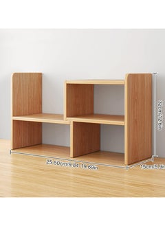 Generic Natural Beech Wood Desktop Bookshelf Organizer, Expandable Desktop Organizer Office Storage Rack, Free Standing Bookcase Display Rack, Multipurpose Desk Bookshelf for Office & Home Decor.  - Image 3