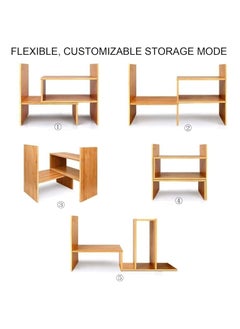 Generic Natural Beech Wood Desktop Bookshelf Organizer, Expandable Desktop Organizer Office Storage Rack, Free Standing Bookcase Display Rack, Multipurpose Desk Bookshelf for Office & Home Decor.  - Image 4
