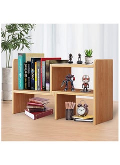 Generic Natural Beech Wood Desktop Bookshelf Organizer, Expandable Desktop Organizer Office Storage Rack, Free Standing Bookcase Display Rack, Multipurpose Desk Bookshelf for Office & Home Decor.  - Image 5